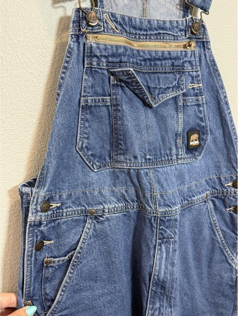Berne 90s Cut Off Denim Overall Shorts - Women's Size 36